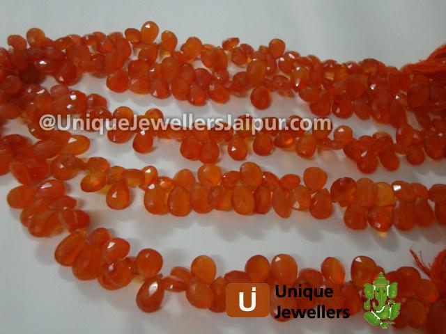 Carnelian Faceted Pear Beads